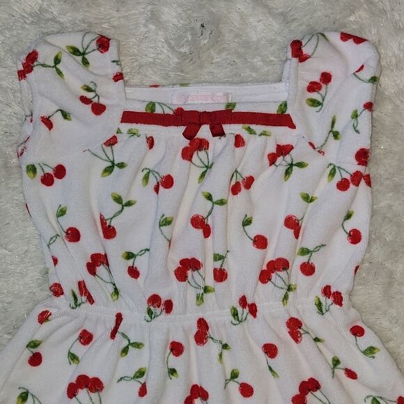 JANIE AND JACK CHERRY PRINT TERRYCLOTH SWIM COVER-UP DRESS, SIZE 6-12 MONTHS - Picture 3 of 8